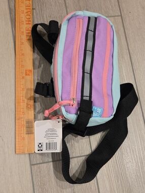 Kids Pastel Stripe Fanny Pack  Mini Crossbody Bag - Light Blue, Purple & Pink